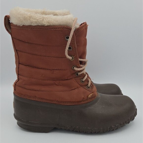 Vintage Sorel Geneva Winter Duck Boots Wool Sock Brown Rust Womens Size 7 - Picture 7 of 9